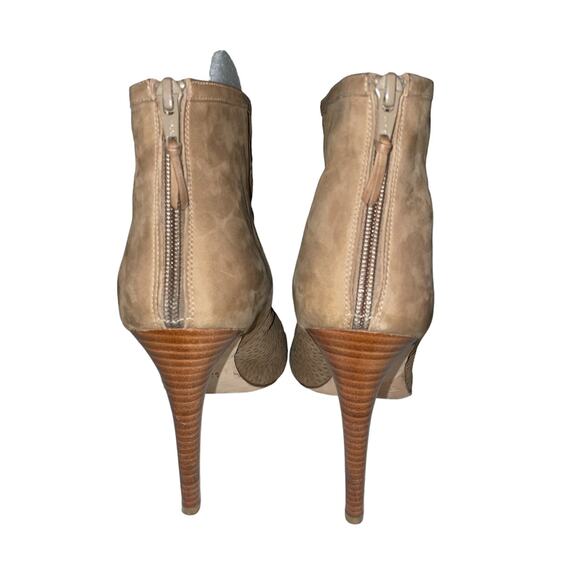 Stuart Weitzman In & Out Tan Nubuck Peep Toe Stiletto Bootie size 10 - Picture 4 of 16